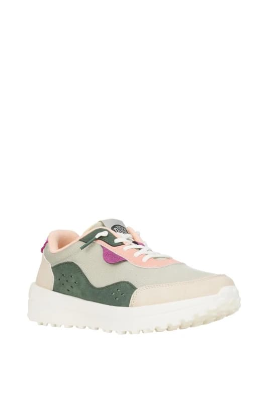 HEYDUDE Womens Hayden Colorblock Trainers in Olive Size: 4 Olive Female 4