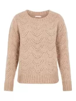 PIECES Pattern Knitted Top Women Beige