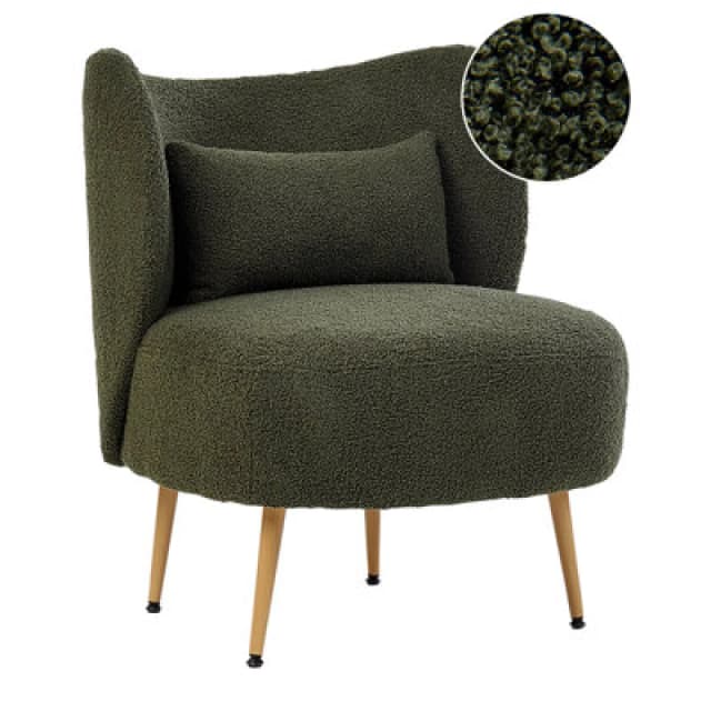 Beliani Boucle Armchair Dark Green Otsby Ii