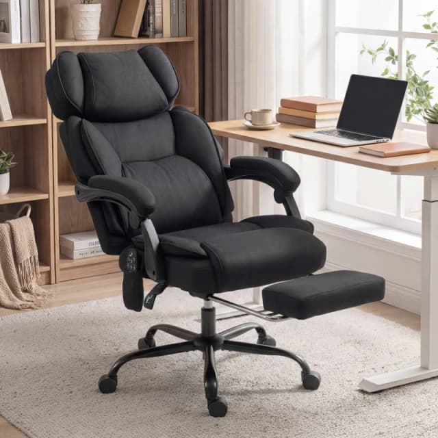 HOMCOM Vibration Massage Office Chair w/ Heat Reclining Function, Black Unisex