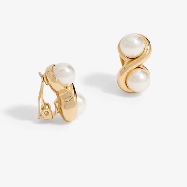 Jon Richard Gold Plated Polished And Pearl Infinity Clip Earrings Gold female