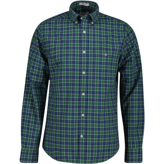 Gant Mens Classic Poplin Check Long Sleeve Shirt Forest Green male S