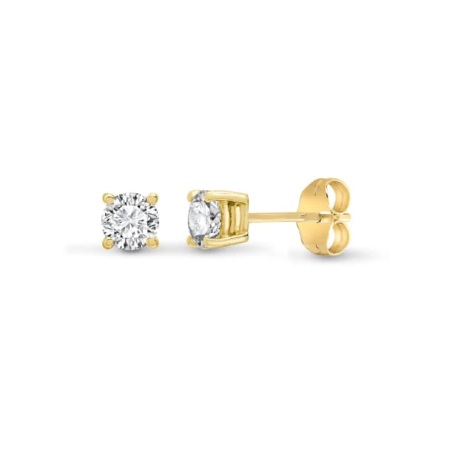 Jewelco London 18ct Gold 0.2ct Diamond Solitaire Stud Earrings - 18E001-020 Gold female