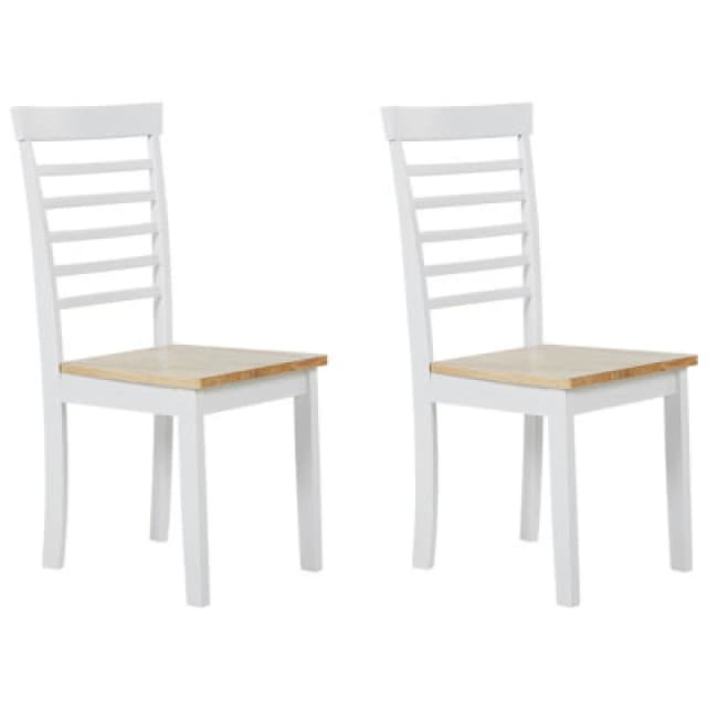 Beliani Set Of 2 Dining Chairs Battersby Wood White