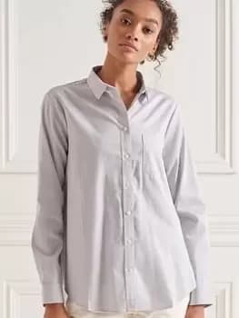 Superdry Classic Preppy Long Sleeved Shirt - Grey, Size 14, Women