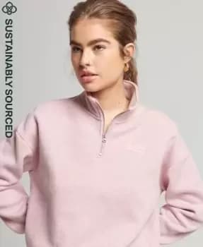 Superdry Womens Organic Cotton Vintage Logo Henley Sweatshirt Pink / LA Soft Pink Marl - Size: 10