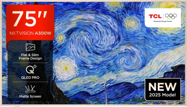 TCL NXTVISION 75A300W-UK 75-Inch 4K QLED TV Dolby Vision IQ HDR10+ Google TV & Game Master Pro 75A300W-UK White