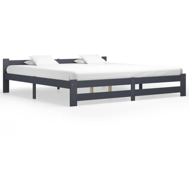 VIDAXL Bed Frame without Mattress Dark Grey Solid Pine Wood 200x200cm Vidaxl 8720286290088