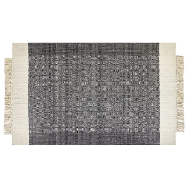 Beliani Rug Atlanti Black 140 X 200 Cm Wool