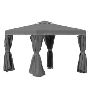Outsunny 3 X 3M Patio Gazebo Garden Shelter With Mosquito Netting - Dark Grey
