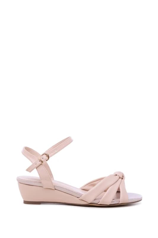 Paradox London Womens Janae' Wide Fit Wedge Sandals in Nude Size: 8E Nude Female 8E