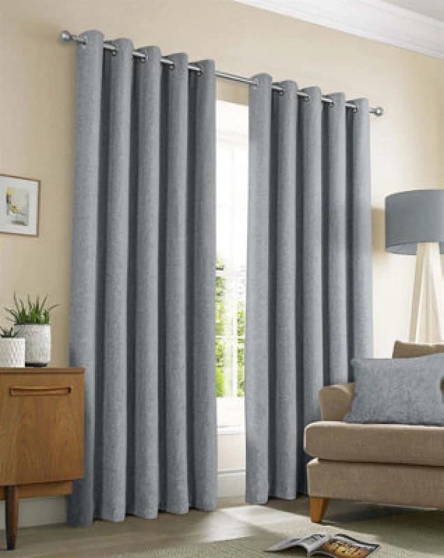 Sundour Amberley Chenille Eyelet Curtains Grey