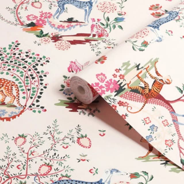 Cath Kidston Painted Kingdom Pink Floral Wallpaper Wallpaper One Size Pink 71751306000
