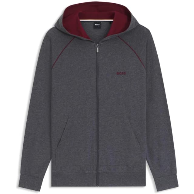 Boss Mens MixMatch Zipped Hoodie, Full-Zip Closure Charcoal 010 male S