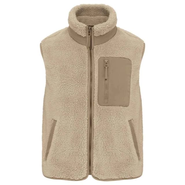 Native Spirit Mens Sherpa Body Warmer in Medium Beige Size: Small Medium Beige Male S