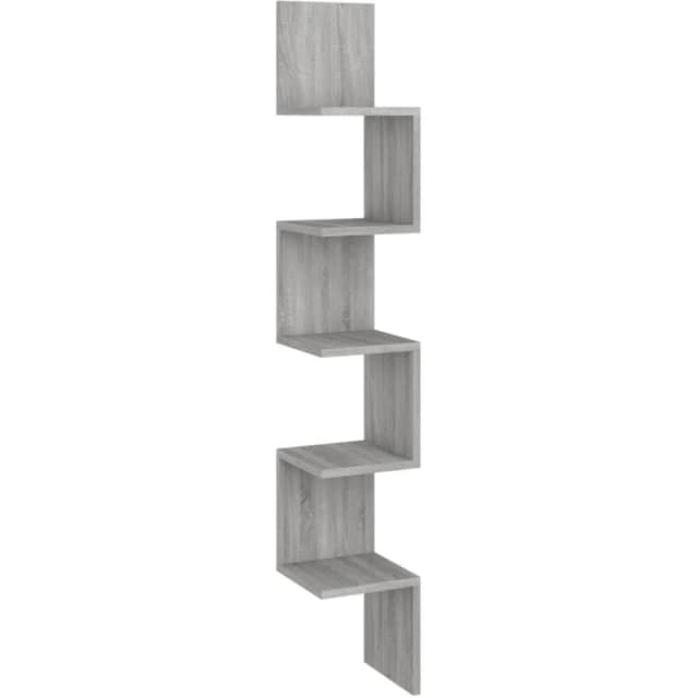 VIDAXL Vidaxl - Wall Corner Shelf Grey Sonoma 20x20x127.5cm Engineered Wood 8720286932735