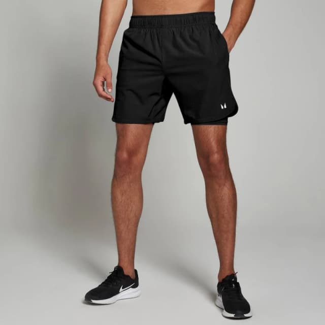 Myprotein Mens 2-in-1 Training Shorts in Black Size: Large Black Male L