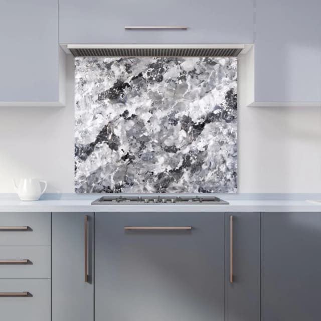 Warren Reed - Designer Silver & Black Quartz Effect Kitchen Splashback in Grey Size: 600mm x 750mm Grey Unisex 600mm x 750mm