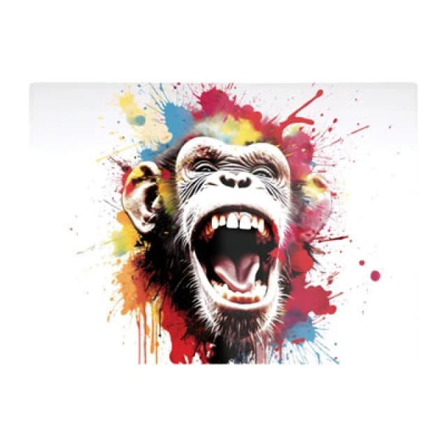 Warren Reed Designer Coloured Splashart Crazy Monkey Face Glass Chopping Board