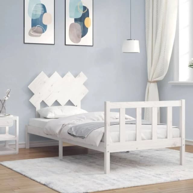 VIDAXL Bed Frame without Mattress White 90x200cm Solid Wood Pine Vidaxl 3193452