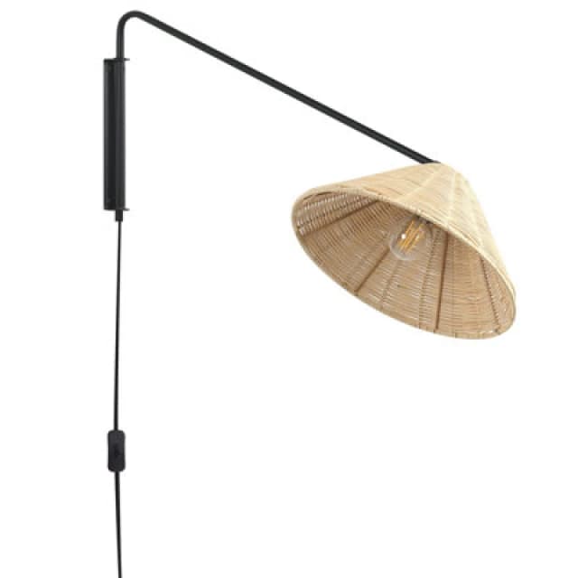 Beliani Wall Lamp Palena Adjustable Rattan Natural