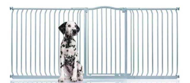 Bettacare Extra Tall Curved Top Dog Gate, 225Cm - 234Cm, Matt Grey, Extra Tall 100Cm In Height, Pressure Fit Pet Gate