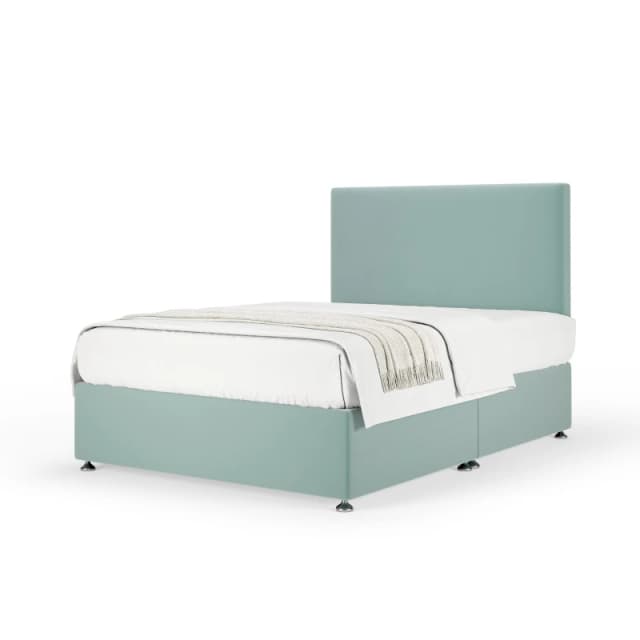 Bedmaster Bedmaster Plush Velvet Divan Base And Plain Headboard in Duck Egg Blue Size: Super King Duck Egg Blue Super King Unisex 7867871452450