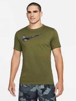 Nike Train Dri-FIT Camo Swoosh T-Shirt - Green, Size 2XL, Men