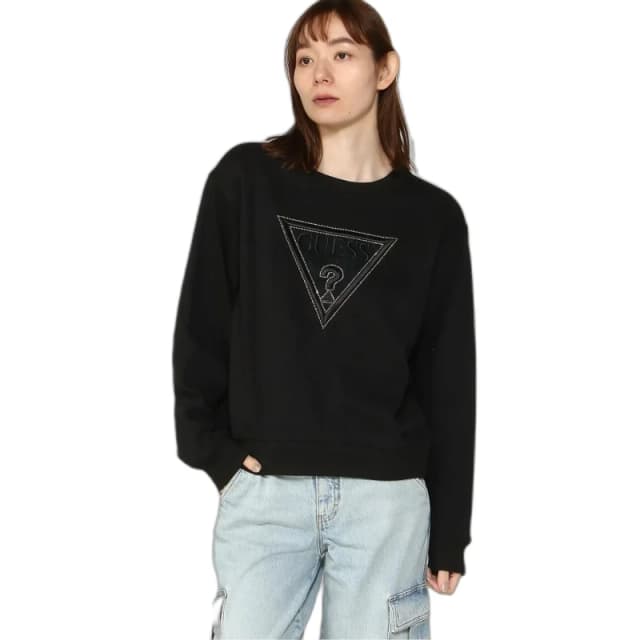Guess Womens triangle fleece sweatshirt Guess Noir Female S