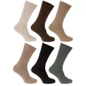 Mens 100% Cotton Plain Work/Casual Socks (Pack Of 6) (UK Shoe 6-11, EUR 39-45) (Brown/Beige/Olive)