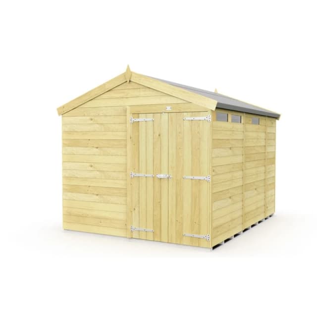 Buttercup Farm 8 x 9 Feet Apex Security Shed - Double Door - L272 x W231 x H217cm in Brown Brown Unisex