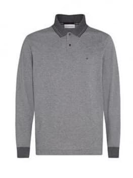 Calvin Klein Recycled Long Sleeve Polo Shirt - Grey