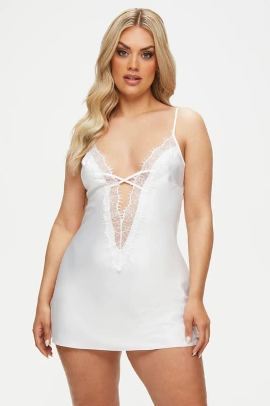 Ann Summers Womens Cherryann Satin Chemise Ivory in White Size: Medium White Female M