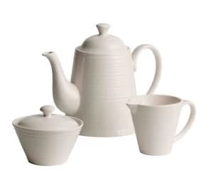 Belleek Living Ripple beverage pot sugar and cream set