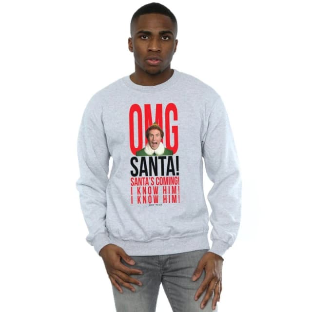 Elf Elf Men OMG Santa I Know Him Sweatshirt in Grey Size: Small Grey S Male 5057981618330