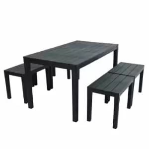 Roma Rectangular Table With 4 Roma Bench Set Anthracite