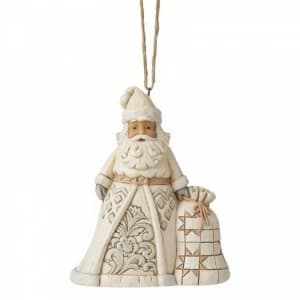 White Woodland Santa Hanging Ornament by Jim Shore