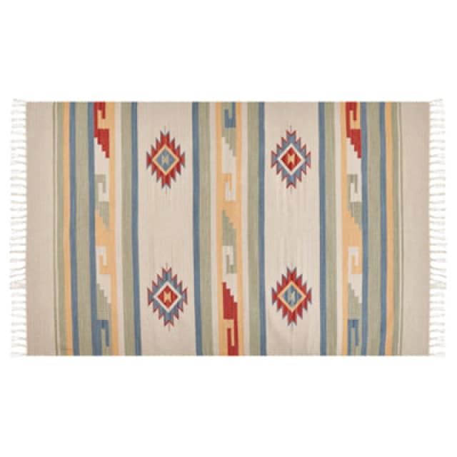 Beliani Rug Aparan Beige 140 X 200 Cm Cotton Kilim