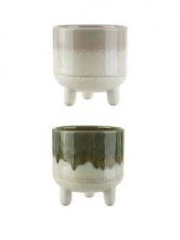 Sass & Belle Set Of 2 Mini Reflective Glazed Planters