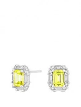 Simply Silver Sterling Silver Yellow Cubic Zirconia Emerald Cut Earrings