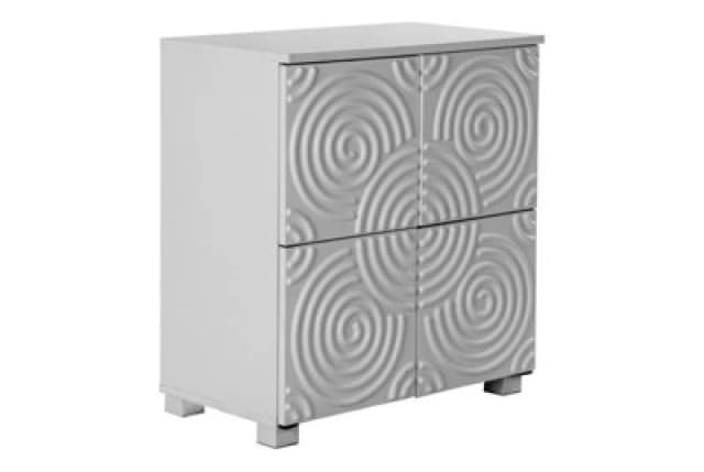Timber Art Design Modern Storage Cabinet, 4 Doors, White Swirl Pattern