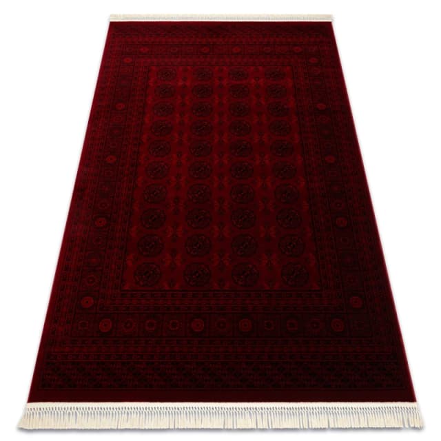 RugsX Orient 6889 Carpet Burgundy / Black Buchara, Frame, Oriental, With Fringes 100X200 Cm