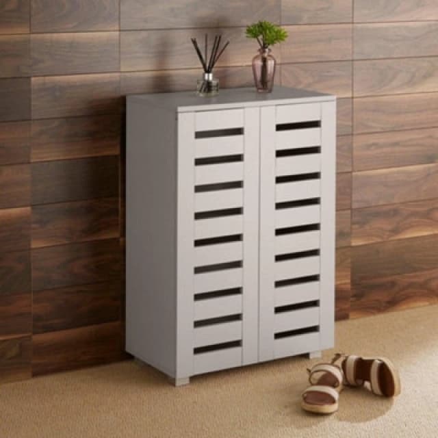 Home Source Oslo 3 Door Shoe Storage Cabinet Unit Dark Brown