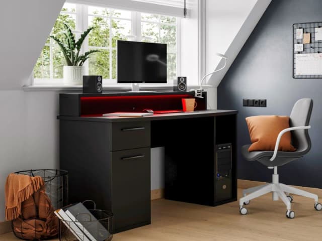 Flair Power Z Compact Gaming Desk in Black Unisex