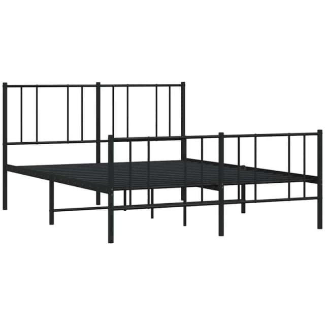 Vidaxl Metal Bed Frame Without Mattress With Footboard Black 150X200Cm