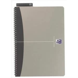 Oxford Office A5 Notebook Metallic Polypropylene Cover Wirebound 180 Pages 90gsm Grey Pack of 5