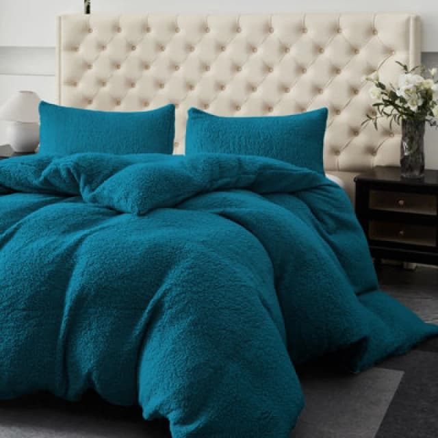 Ezysleep Ezysleep Winter Warm Soft Teddy Fleece Duvet Set in Teal Size: Double Teal Double Unisex 0721545366498