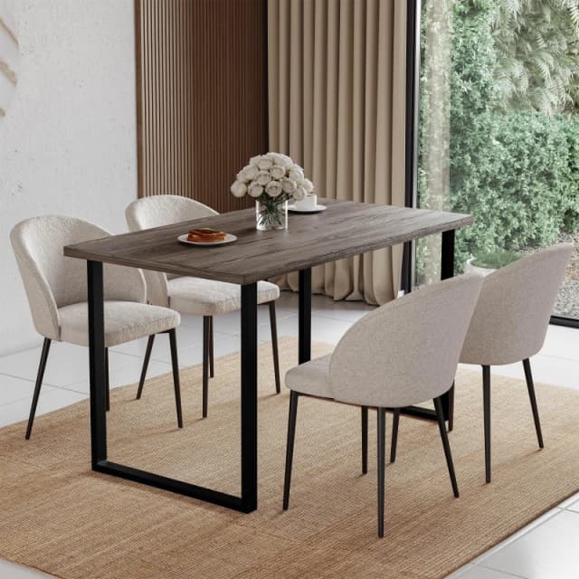 Lassic 4 Seater Dining Table With U Shape Legs Walnut unisex 4 Seater