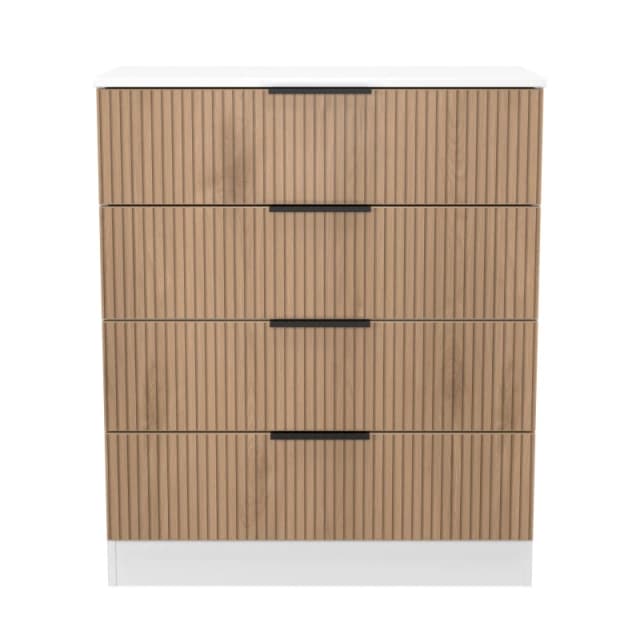 Welcome Furniture Ltd Java 4 Drawer Chest in Slat Effect & White - Ready Assembled, White JAV011SEWM
