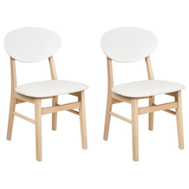 Beliani Set Of 2 Dining Chairs Amery Wood Off-White